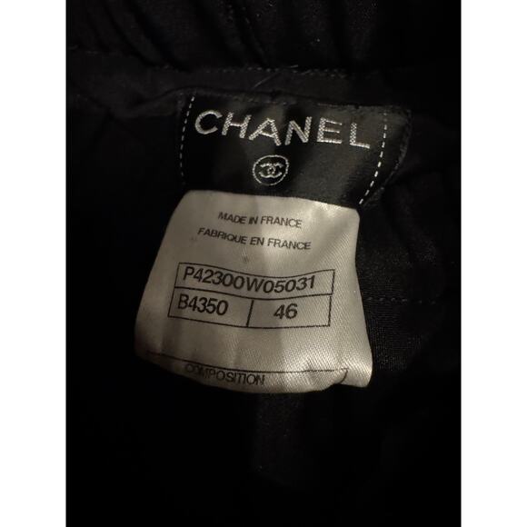 Chanel Square Button Black Tweed Jacket Blazer Skirt Suit FR 44 46 US 8 10 12 14 - Picture 11 of 15